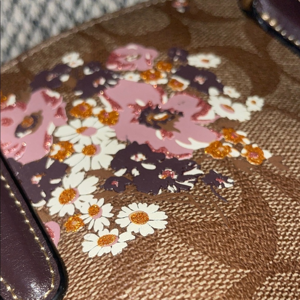 Coach Brown Crossbody Bag with Floral Design measurements in photos - Picture 9 of 13